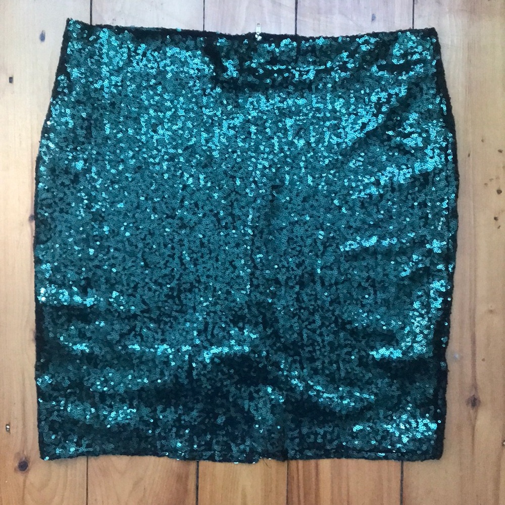 Charlotte Russe Green Sequin Pencil Skirt
